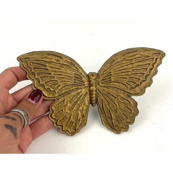 VTG Homco Gold Plastic Butterfly Wall Hanging 1970s 6" Wide - Picture 2 of 12